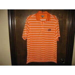 Mens Ping Performance Orange w White Strips Oklahoma State OSU Polo Golf Shirt M